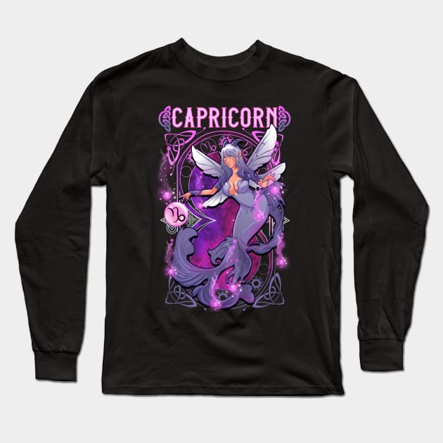 Horoscope: Capricorn Fairy Long Sleeve T-Shirt by EPDesignStudio